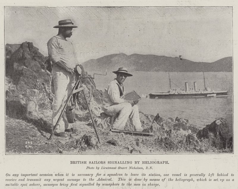 British Sailors signalling by Heliograph by English Photographer