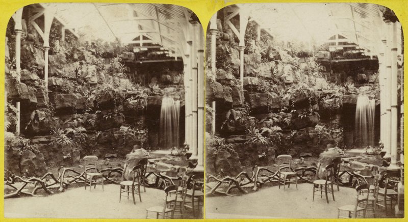 Fernery and waterfall at Brighton Aquarium by English Photographer