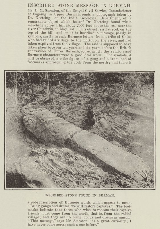 Inscribed Stone Found in Burmah by English Photographer