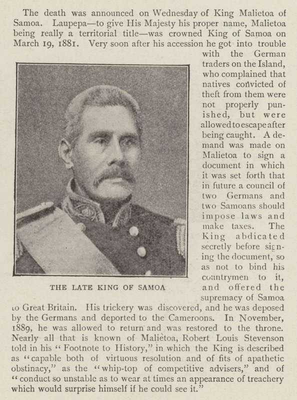 King Malietoa of Samoa by English Photographer