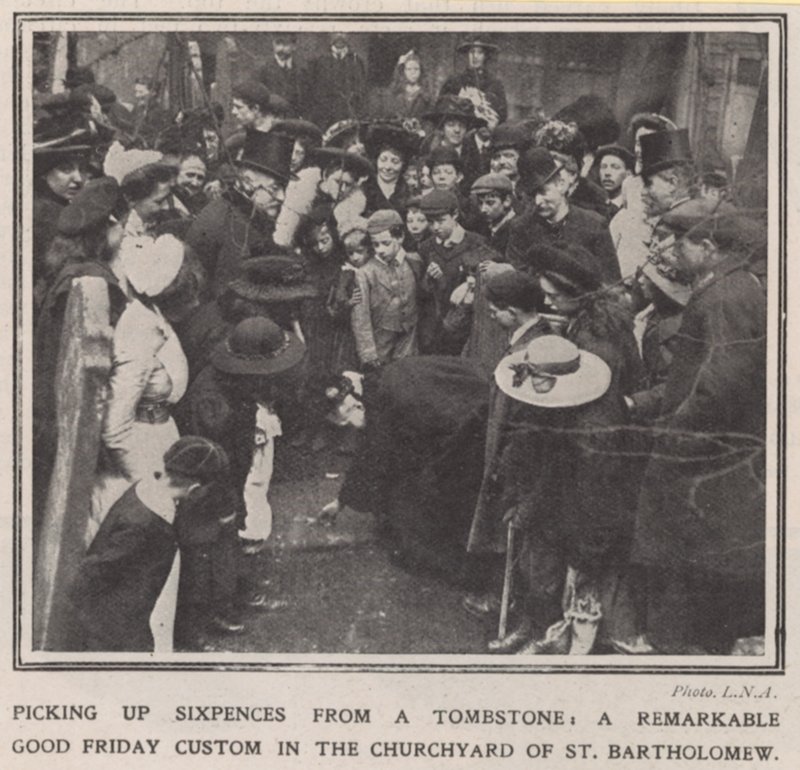Picking Up Sixpences from a Tombstone by English Photographer