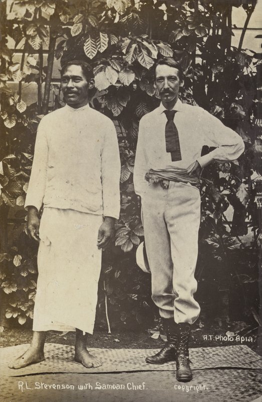 Robert Louis Stevenson with a Samoan chief by English Photographer