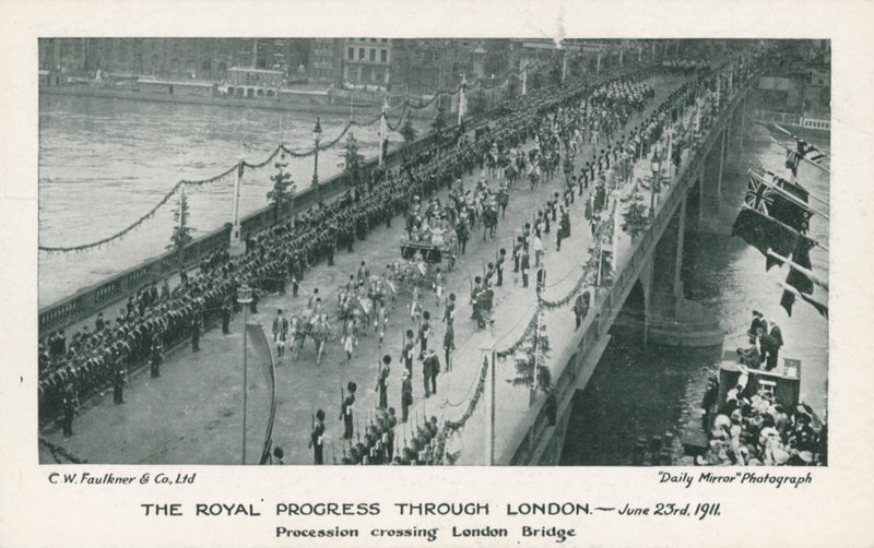 Royal procession crossing London Bridge by English Photographer