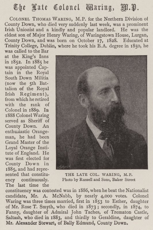 The Late Colonel Waring, MP by English Photographer