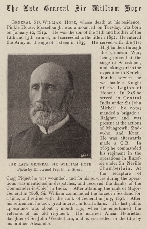 The Late General Sir William Hope by English Photographer