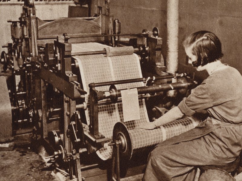 The Post Office: Printing stamps by English Photographer