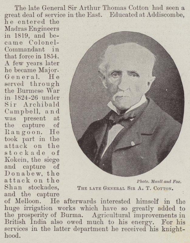 The Late General Sir A T Cotton by English Photographer