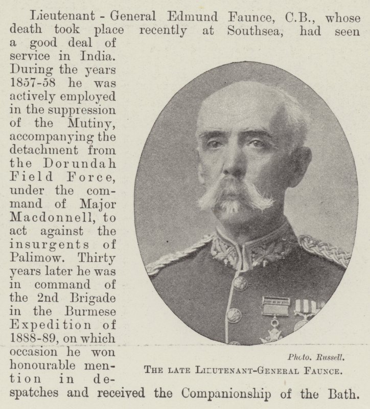 The late Lieutenant-General Faunce by English Photographer