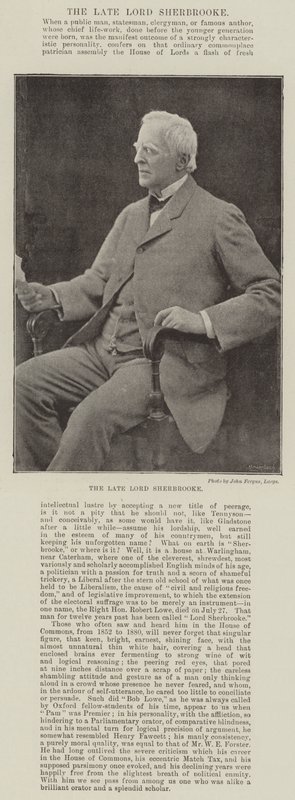 The late Lord Sherbrooke by English Photographer