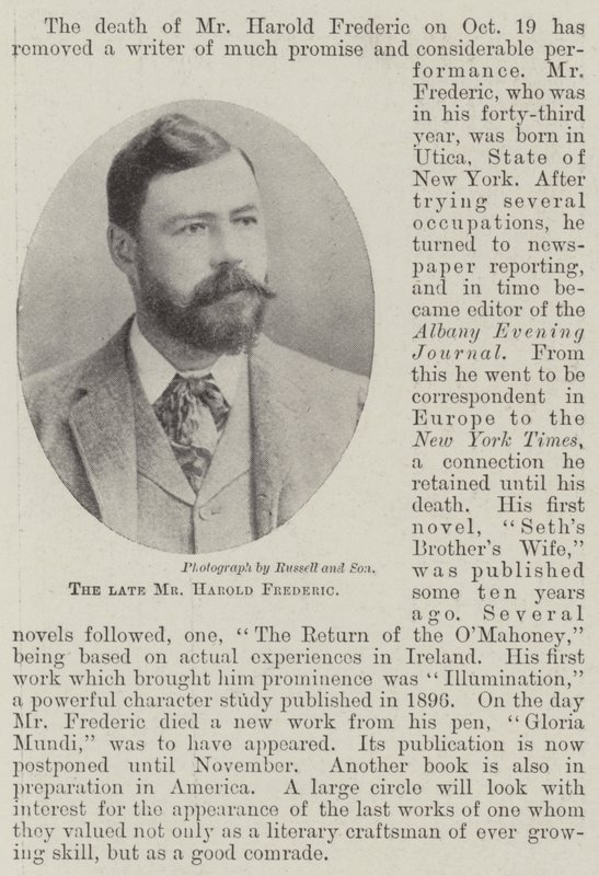 The late Mr Harold Frederic by English Photographer