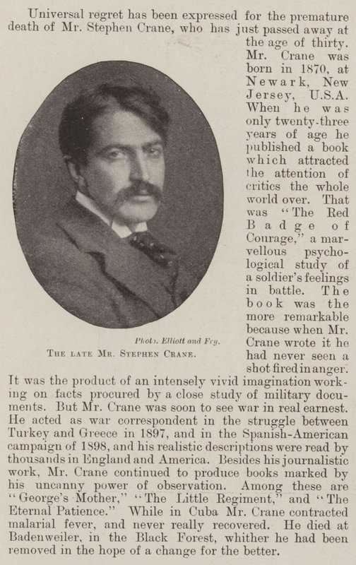 The late Mr Stephen Crane by English Photographer