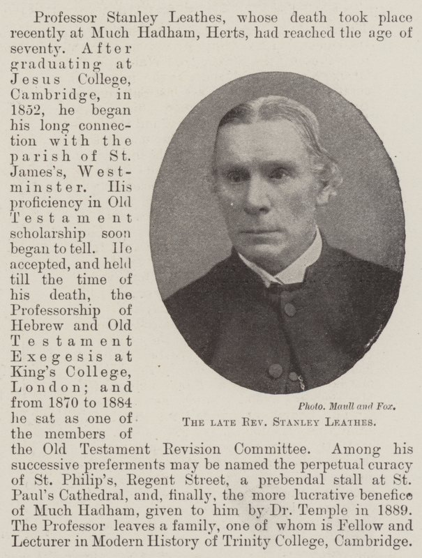 The late Reverend Stanley Leathes by English Photographer