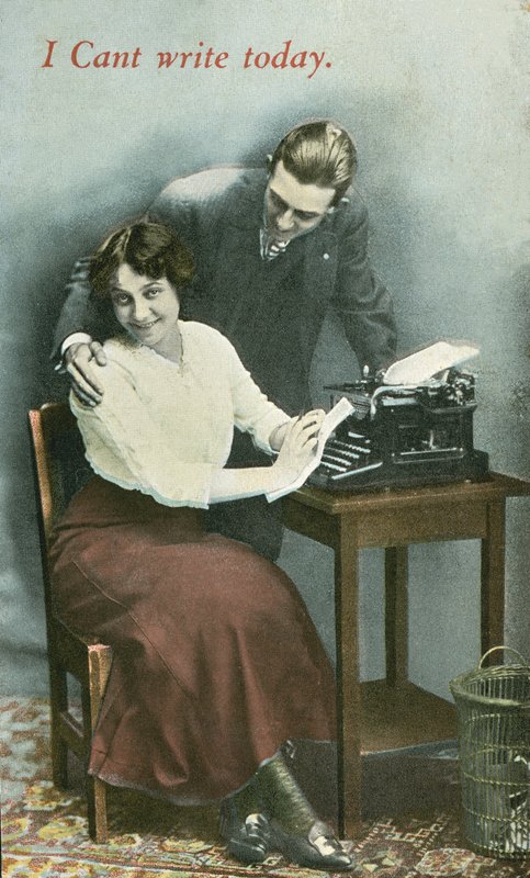 Typist Being Distracted by English Photographer