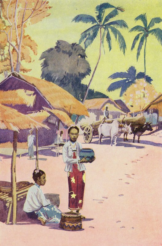 A Burmese Village by English School