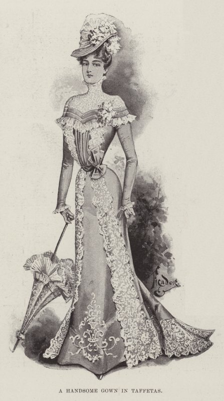 A Handsome Gown in Taffetas by English School