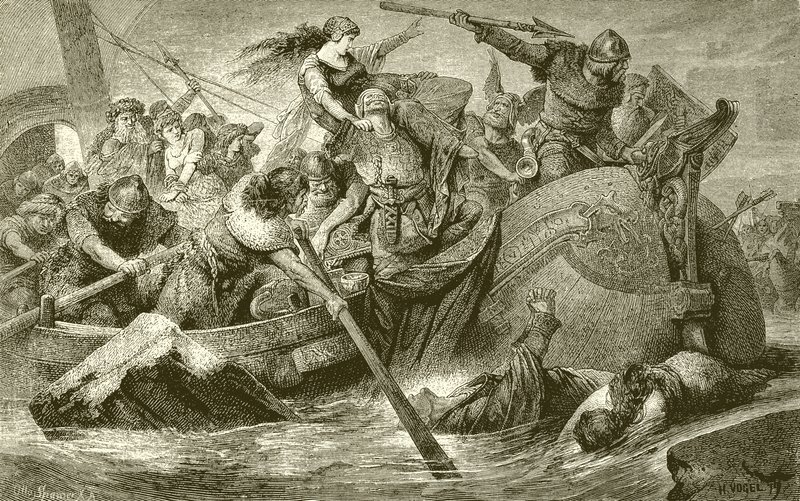 A Plundering Expedition of the Vikings by English School