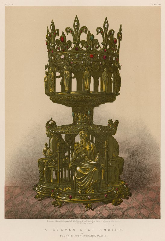 A Silver Gilt Shrine by English School