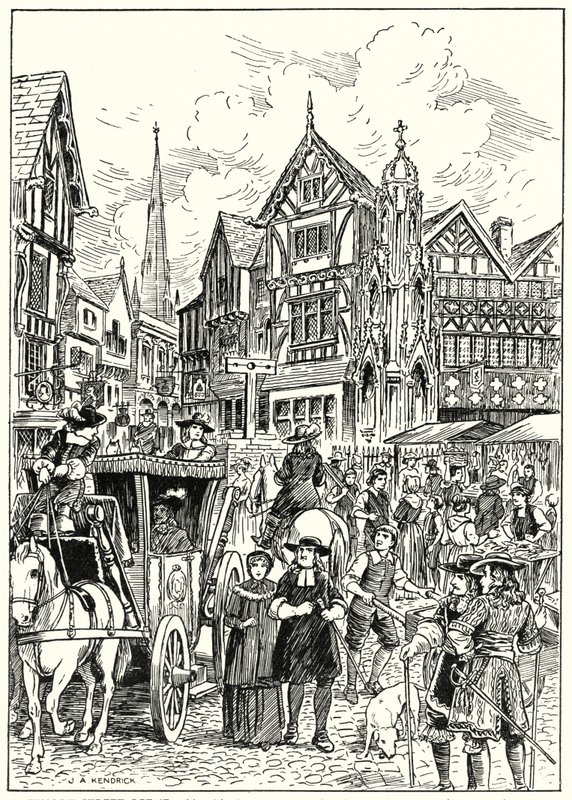 A Stuart street scene by English School