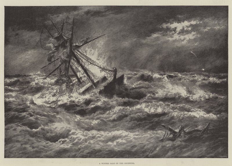 A Winter Gale on the Goodwins by English School