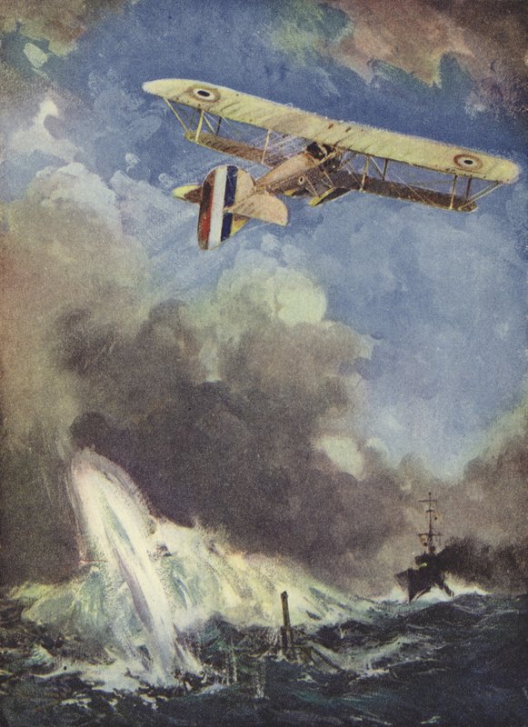 A Seaplane Bombing a Submarine by English School