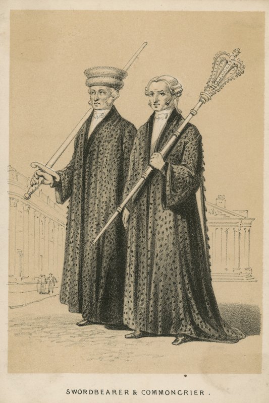 A Swordbearer and Commoncrier by English School