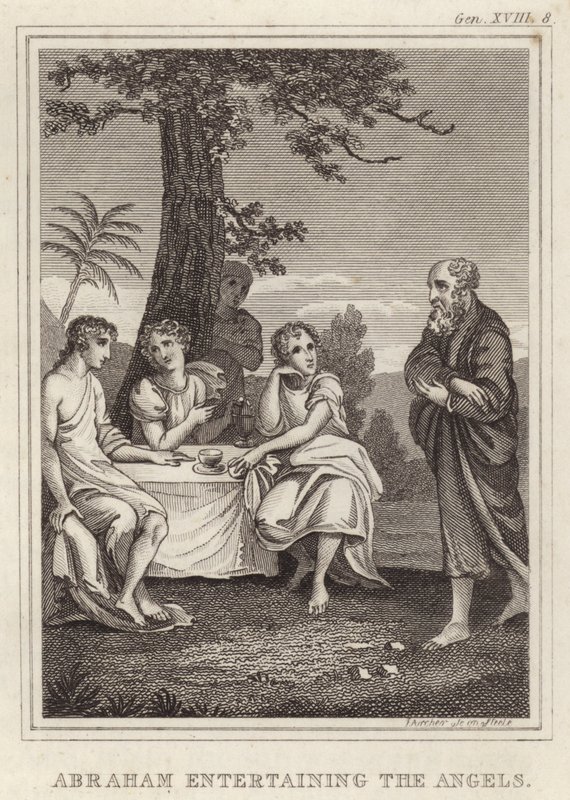 Abraham entertaining the Angels by English School