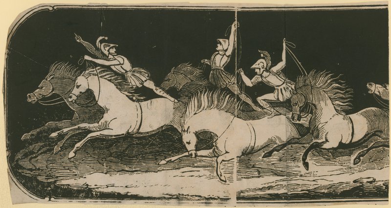 Acrobatic horse riding by English School