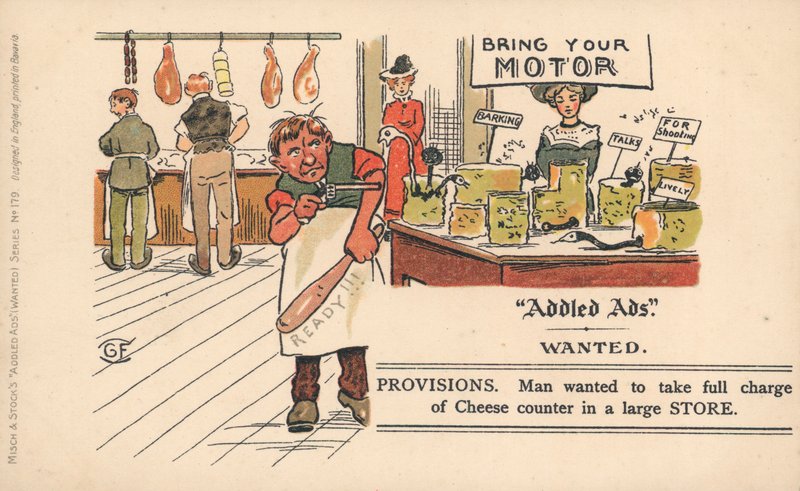 Addled Ads Postcard by English School