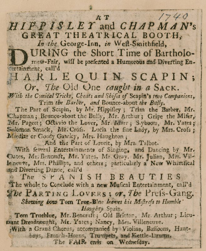 Advertisement for Bartholomew Fair by English School