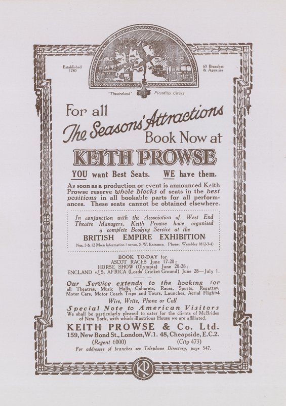 Advertisement for Keith Prowse by English School