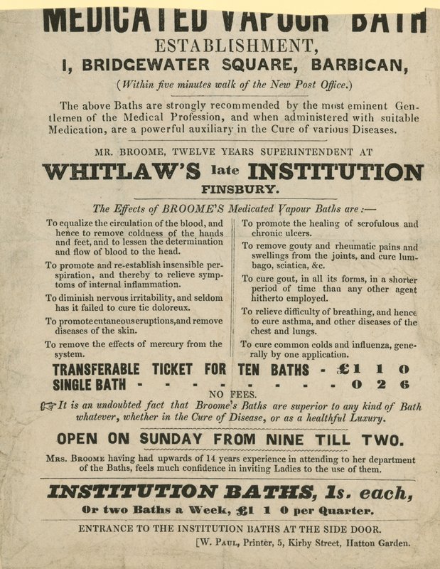 Advertisement for Medicated Vapour Bath by English School
