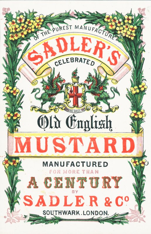 Advertisement for Sadlers Old English Mustard by English School