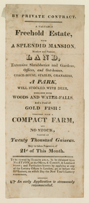 Advertisement for State Lottery by English School