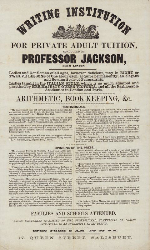 Advertisement for the Writing Institution by English School