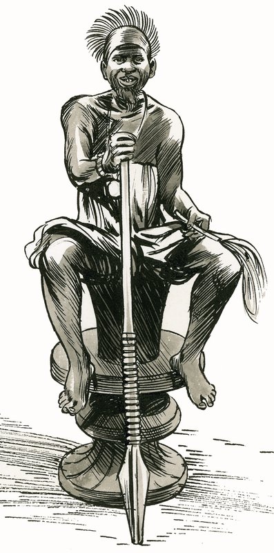 African with a spear by English School