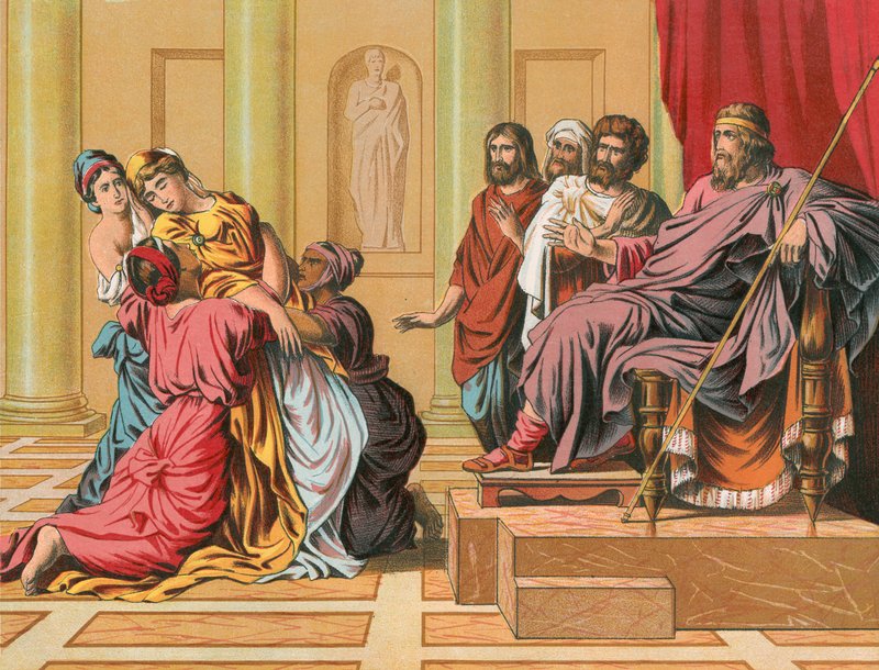 Ahasuerus and Queen Esther by English School