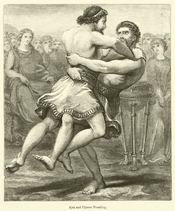 Ajax and Ulysses Wrestling by English School