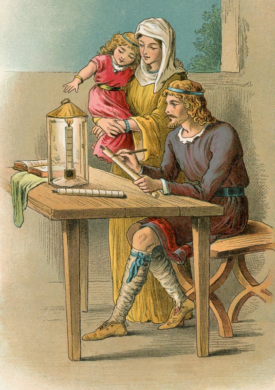 Alfred Making His Timepiece by English School