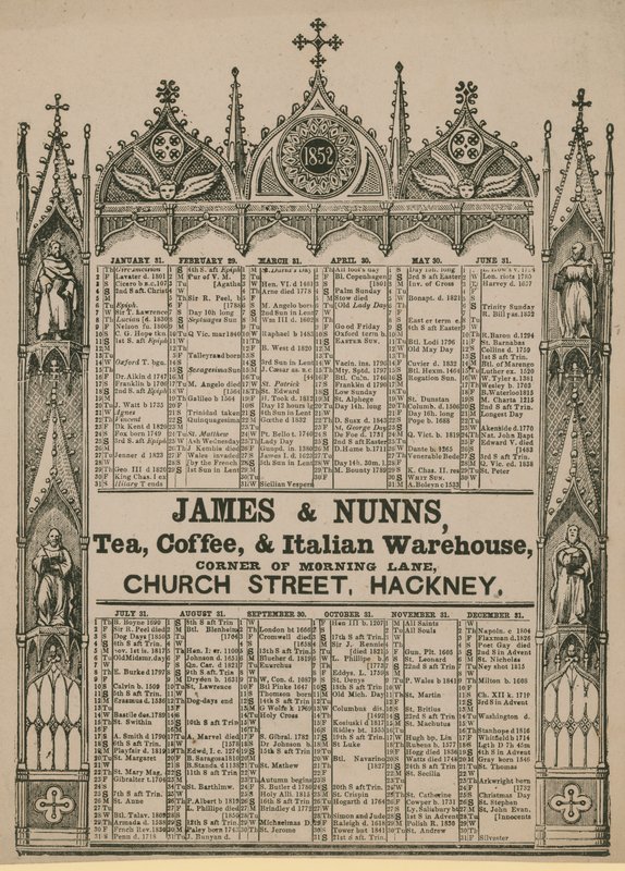Almanack Issued by James & Nunns by English School