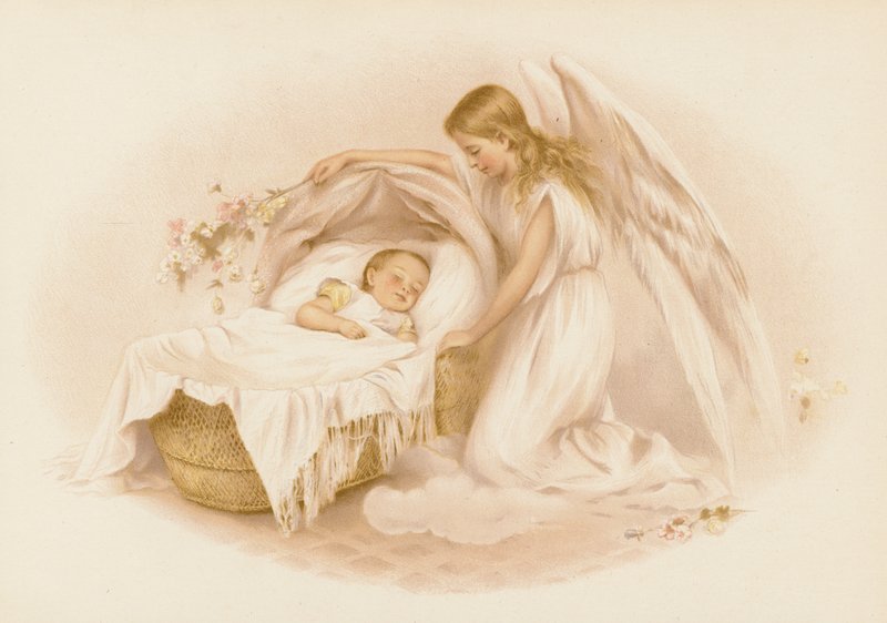 Angel Watching Over a Baby by English School