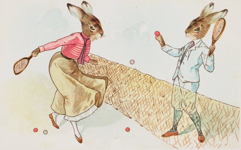 Anthropomorphic rabbits by English School
