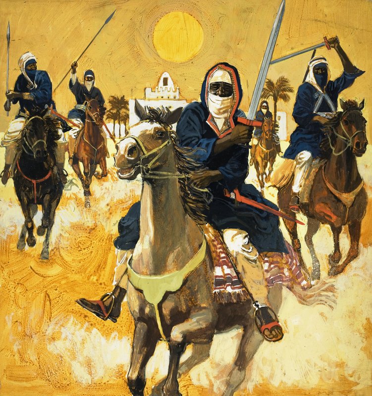 Arabs on Horseback by English School