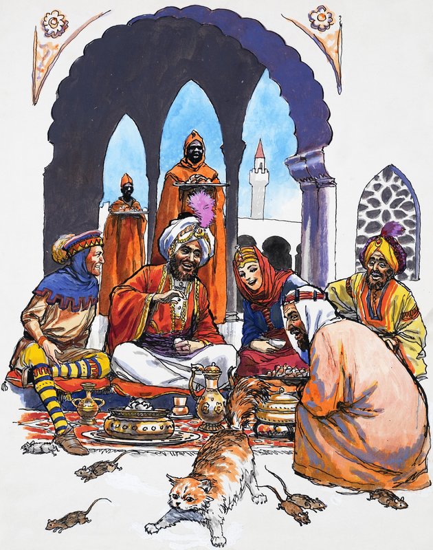 Arabs with Cat by English School