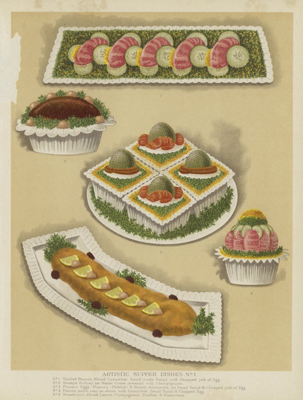 Artistic Supper Dishes by English School