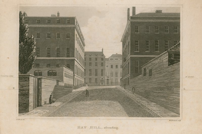 Ascending View of Hay Hill, London by English School