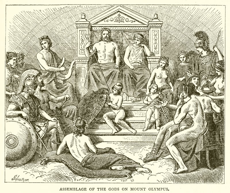 Assemblage of the Gods on Mount Olympus by English School