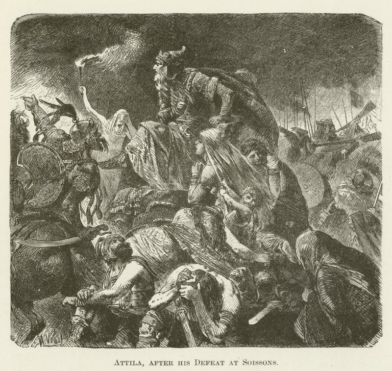 Attila, After His Defeat at Soissons by English School