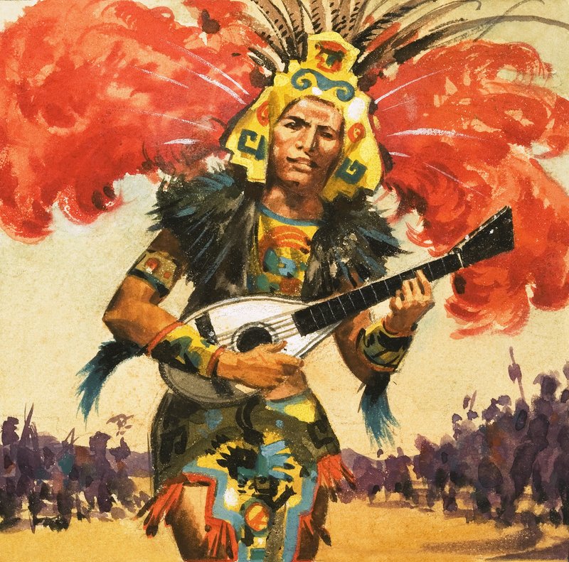 Aztec Indian Dancer by English School