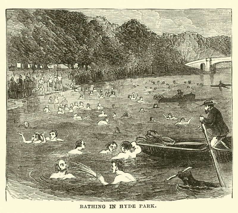Bathing in Hyde Park by English School