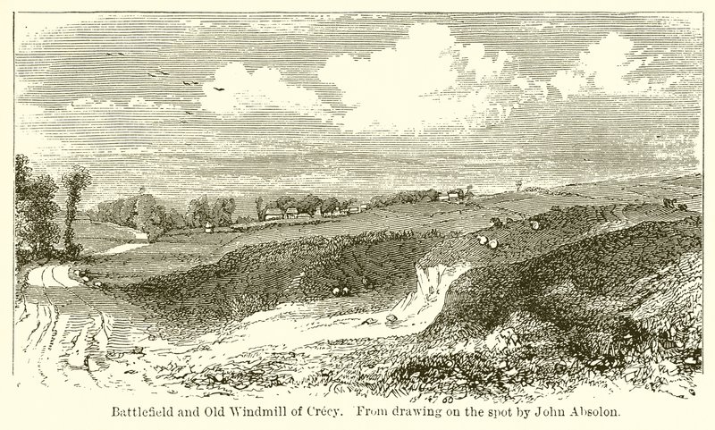 Battlefield and Old Windmill of Crecy by English School